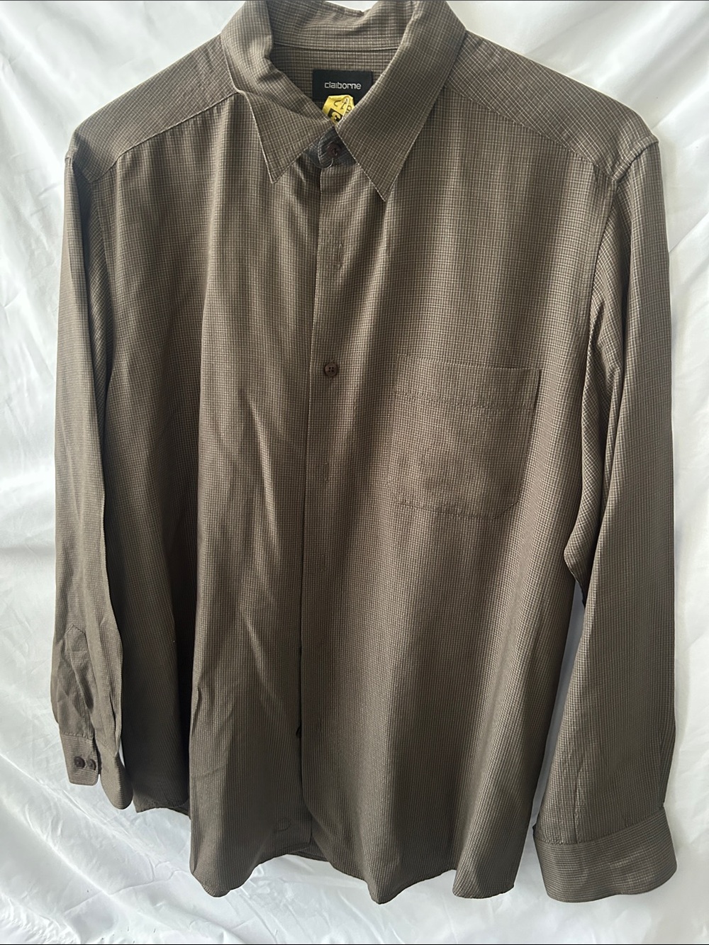 Claiborne Brown Long Sleeve Casual Button Down Shirt